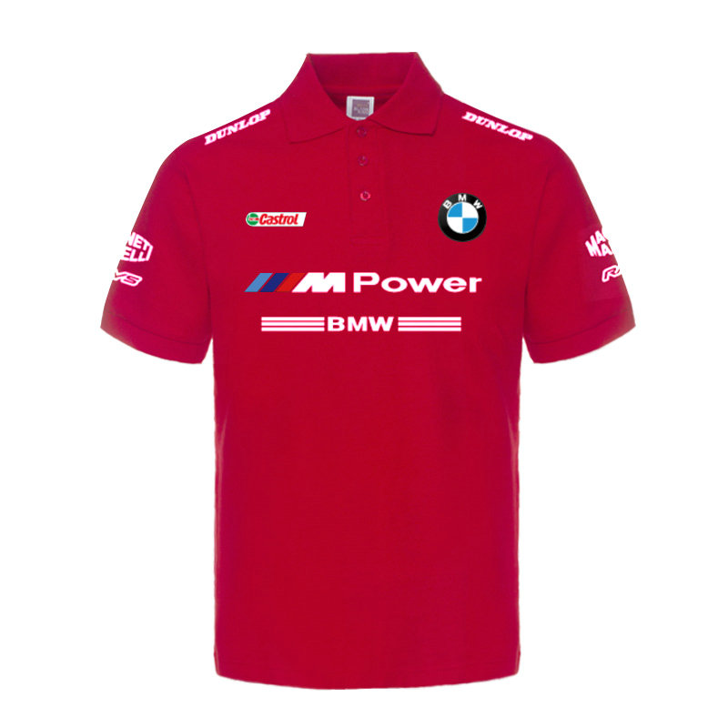 Polo Coton Lin BMW M Power Homme Col Revers Couleur Unie